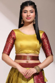 Weaved With Thread And Zari Silk Mustard Yellow Flared Lehenga