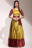 Weaved With Thread And Zari Silk Mustard Yellow Flared Lehenga