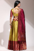 Weaved With Thread And Zari Silk Mustard Yellow Flared Lehenga