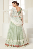 Wedding Wear Dusty Green Net Embroidered Lehenga