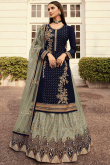 Lehenga for Wedding Wear in Net Dusty Green 