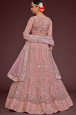 Wedding Wear Net Pink Embroidered Lehenga 