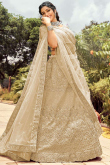 Wedding Wear Oat Beige Organza Embroidered Lehenga