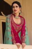 Wedding Wear Pale Turquoise Blue Net Long Choli Lehenga