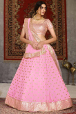 Wedding Wear Pastel Pink Net A Line Lehenga