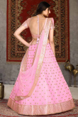 Wedding Wear Pastel Pink Net A Line Lehenga