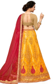 Wedding Wear Yellow Net Embroidered Lehenga