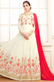 Gorgeous Georgette Anarkali Suit In White Color 