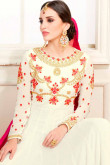 Gorgeous Georgette Anarkali Suit In White Color 