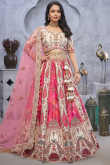 White Art Silk Stone Embroidered Panelled Style Lehenga
