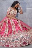 White Art Silk Stone Embroidered Panelled Style Lehenga