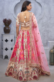 White Art Silk Stone Embroidered Panelled Style Lehenga