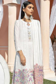 White Cotton Embroidered Trouser Suit