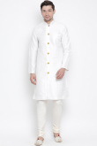 White Cotton Men's Kurta Pajama Set for Wedding & Party