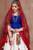 White Cotton Navaratri Lehenga Choli With Thread Work