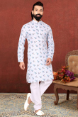 Punch Pink Dupion Silk Men Kurta Pajama with Lace embroidery
