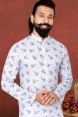 Punch Pink Dupion Silk Men Kurta Pajama with Lace embroidery