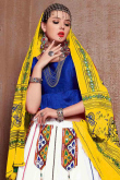 White Cotton Silk Patch Embroidered Flared Lehenga