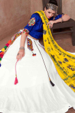 White Cotton Silk Patch Embroidered Flared Lehenga