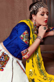 White Cotton Silk Patch Embroidered Flared Lehenga
