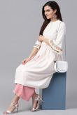 White Cotton Slub Kurti With Palazzo Pant