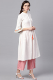 White Cotton Slub Kurti With Palazzo Pant