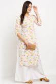 Kurti in Cotton White with Printed for Party 