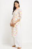 Kurti in Cotton White with Printed for Party 