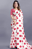 White Crepe Polka Dots Light Weight Saree 