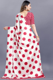 White Crepe Polka Dots Light Weight Saree 