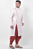 White Dupion Silk Indo Western Dhoti Kurta