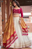 White Georgette Embroidered Lehenga