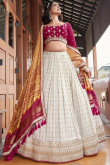 White Georgette Embroidered Lehenga