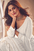 White Long Choli Party Wear Lehenga in Georgette