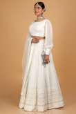 Zari Work White Lehenga in Georgette for Wedding & Party