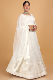 Zari Work White Lehenga in Georgette for Wedding & Party