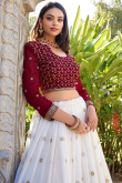 White Georgette Lehenga With Sequins Work For Festival