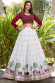 White Georgette Lehenga With Sequins Work For Festival