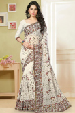 White Georgette Saree With Georgette Blouse