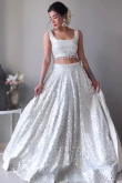 Georgette White Party Wear Lehenga with Resham embroidery
