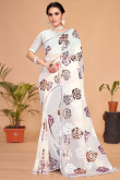 Georgette Saree with Sequins Embroidery in White for Wedding 