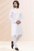White Linen Cotton Men's Kurta Churidar 