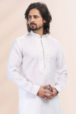 White Linen Cotton Men's Kurta Churidar 