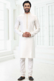 White Linen Cotton Embroidered Kurta