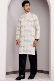 White Linen Embroidered Straight Cut Men's Kurta Pajama