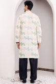 White Linen Embroidered Straight Cut Men's Kurta Pajama