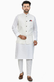 White Linen Men Kurta Pajama