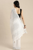 White Linen Saree with Woven Zari Work for New Year