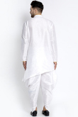 White Men Dupion Silk Asymmetric Kurta Dhoti