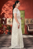 White Net Embroidered Fancy Saree for Festival 